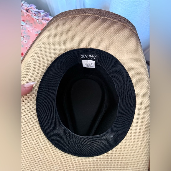 Milani Tan Cowboy Hat with Turquoise Accents - Picture 4 of 9